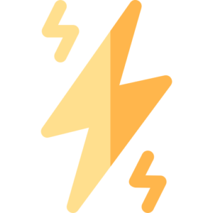 A lightning bolt icon on a black background.