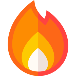 A fire icon on a black background.